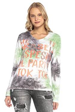 Cipo & Baxx Damen Langarmshirt Batik Look Print Sweatshirt Kapuze Shirt WL237 Grün L von Cipo & Baxx