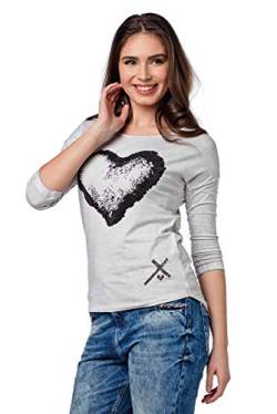Cipo & Baxx Damen Longsleeve Langarmshirt Sweater Sweatshirt Pulli Pullover mit Pailletten Grau XS von Cipo & Baxx