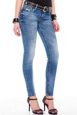 Cipo & Baxx Damen Slim-Fit Jeans Hose Skinny Casual Basic Denim Pants WD344 Blau W31/32 von Cipo & Baxx
