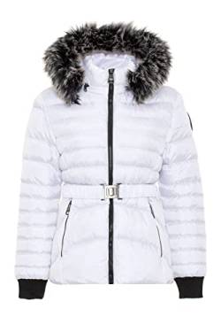 Cipo & Baxx Damen Steppjacke Fell Kapuze Gürtel Winter Jacke Outdoor WM132 Weiß XL von Cipo & Baxx