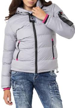 Cipo & Baxx Damen Steppjacke Winterjacke Jacke Kapuze Stehkragen WM138 Grau M von Cipo & Baxx