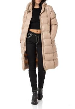 Cipo & Baxx Damen Steppmantel Jacke Parka Knielang Winterjacke Stepp Kapuze WM137 Beige M von Cipo & Baxx