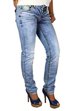 Cipo & Baxx Damen Stretch Jeans mit dicken Neon Nähten (W25/L32) von Cipo & Baxx