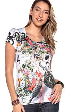 Cipo & Baxx Damen T-Shirt Print Kurzarm Rundhalsausschnitt Freizeitshirt WT286 Weiß L von Cipo & Baxx