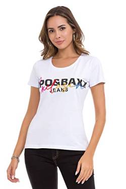 Cipo & Baxx Damen T-Shirt Stickerei Tops Shirt Kurzarm Baumwolle WT370 Weiß XL von Cipo & Baxx
