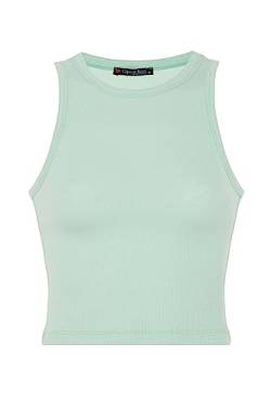 Cipo & Baxx Damen Tanktop T-Shirt Trägertop Crop Top Gerippt Shirt Ärmellos WU105 Mint M von Cipo & Baxx