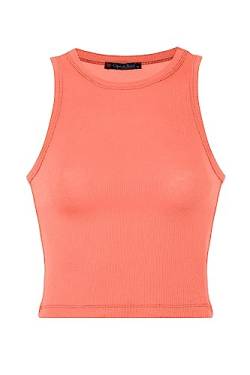 Cipo & Baxx Damen Tanktop T-Shirt Trägertop Crop Top Gerippt Shirt Ärmellos WU105 Orange S von Cipo & Baxx
