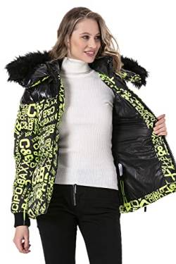 Cipo & Baxx Damen Winter Jacke Mantel Stepp Muster Daunenjacke WM129 Neongrün XL von Cipo & Baxx
