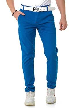 Cipo & Baxx Herren Chinohose Stretch Basic Baumwolle Slim Fit CD842 Saxeblau W29 L32 von Cipo & Baxx