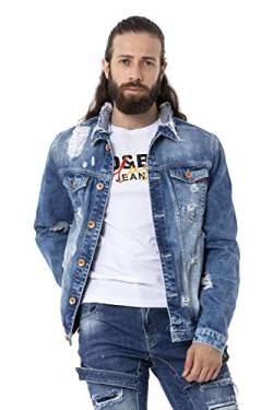 Cipo & Baxx Herren Denim Jacke Jeansjacke Destroyed Used Freizeitjacke CJ291 Blau L von Cipo & Baxx