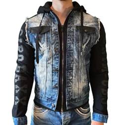 Cipo & Baxx Herren Denim Jeans Jacke Sweatjacke Übergangsjacke mit Kapuze Blau L von Cipo & Baxx