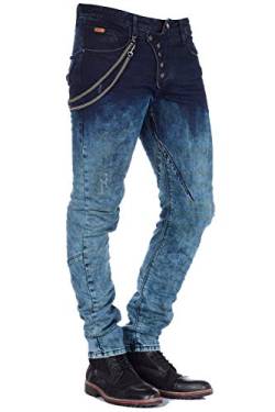 Cipo & Baxx Herren Jeans Hose Ausgefallen Destroyed Röhren Slim Fit Jeans Hose Blau W 33 L34 von Cipo & Baxx