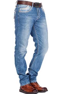 Cipo & Baxx Herren Jeans Hose Dicke Naht Modern Denim Slim Fit Jeans Regular-Fit Straight Hose W38 L34 Blau von Cipo & Baxx