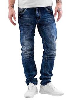 Cipo & Baxx Herren Jeans Hose Slim Fit Kontrastnaht Regular Denim Pants Freizeithose Blau W29 L32 von Cipo & Baxx