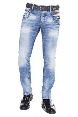 Cipo & Baxx Herren Jeans Hose Slim-Fit Men Denim Strechhose Skinny Reißverschluss Jeanshose W36 L34 Blau von Cipo & Baxx