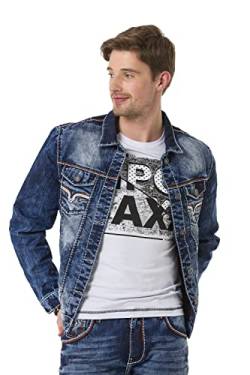 Cipo & Baxx Herren Jeans Jacke Denim Freizeitjacke Kontrastnähte CJ279 Blau XXL von Cipo & Baxx