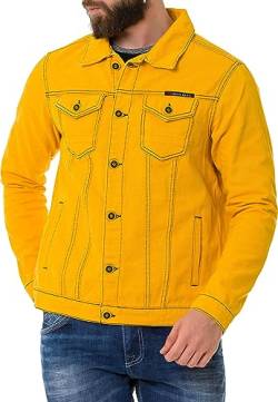 Cipo & Baxx Herren Jeans Jacke Übergangsjacke Baumwolle mit Taschen CJ289 Gelb L von Cipo & Baxx