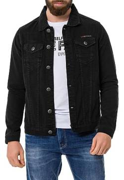 Cipo & Baxx Herren Jeans Jacke Übergangsjacke Baumwolle mit Taschen CJ289 Mattschwarz M von Cipo & Baxx