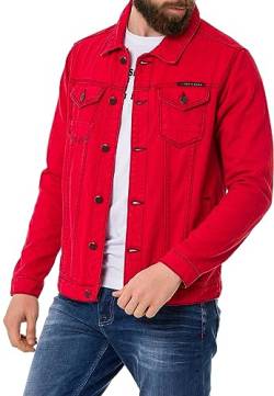 Cipo & Baxx Herren Jeans Jacke Übergangsjacke Baumwolle mit Taschen CJ289 Rot M von Cipo & Baxx