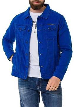 Cipo & Baxx Herren Jeans Jacke Übergangsjacke Baumwolle mit Taschen CJ289 Saxeblau S von Cipo & Baxx