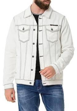Cipo & Baxx Herren Jeans Jacke Übergangsjacke Baumwolle mit Taschen CJ289 Weiß S von Cipo & Baxx
