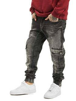 Cipo & Baxx Herren Jeans Sweat-Stil Jogpants Jeans Jogger Hose Slim Fit Cargo Denim Leg W31 L32 Black von Cipo & Baxx