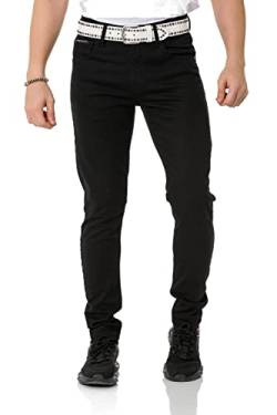 Cipo & Baxx Herren Jeanshose Slim Fit, Stretch Denim Pants im Basic-Look, 98,5% Baumwolle Jean Hose für Männer, Casual-Look Klamotten für Herren, CD820, Black, W30 L34 von Cipo & Baxx