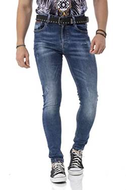 Cipo & Baxx Herren Jeanshose Slim Fit, Stretch Denim Pants im Basic-Look, 98,5% Baumwolle Jean Hose für Männer, Casual-Look Klamotten für Herren, CD820, Blue, W32 L34 von Cipo & Baxx