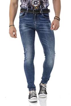 Cipo & Baxx Herren Jeanshose Slim Fit, Stretch Denim Pants im Basic-Look, 98,5% Baumwolle Jean Hose für Männer, Casual-Look Klamotten für Herren, CD820, Blue, W33 L34 von Cipo & Baxx