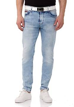 Cipo & Baxx Herren Jeanshose Slim Fit, Stretch Denim Pants im Basic-Look, 98,5% Baumwolle Jean Hose für Männer, Casual-Look Klamotten für Herren, CD820, Iceblue, W30 L34 von Cipo & Baxx