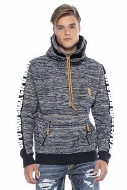 Cipo & Baxx Herren Kapuzensweatshirt Langarm Hoodie Sweater Kontrastfarben Reißverschluss CL421 Blau M von Cipo & Baxx