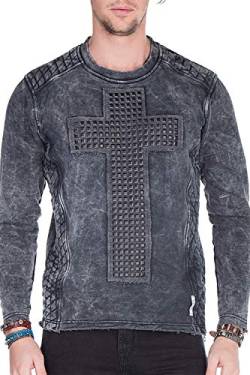 Cipo & Baxx Herren Langarmshirt Longsleeve Sweatshirt Pullover Sweater mit Nieten Anthracite M von Cipo & Baxx