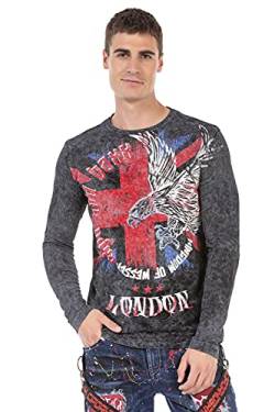 Cipo & Baxx Herren Longsleeve Langarmshirt Pullover Sweater Print Sweatshirt CL499 Schwarz XL von Cipo & Baxx