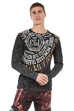 Cipo & Baxx Herren Longsleeve Sweatshirt Schriftzüge Design Langarmshirt CL472 Schwarz L von Cipo & Baxx