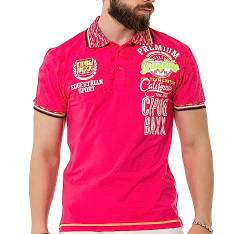 Cipo & Baxx Herren Poloshirt Print Polokragen T-Shirt Kurzarm CT738 Fuchsie L von Cipo & Baxx