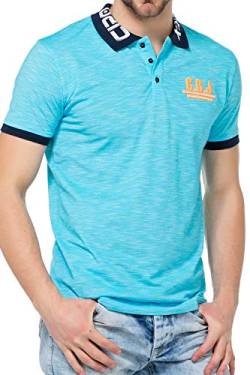 Cipo & Baxx Herren Poloshirt Slim Fit T-Shirt Modern meliert, Blau, S von Cipo & Baxx