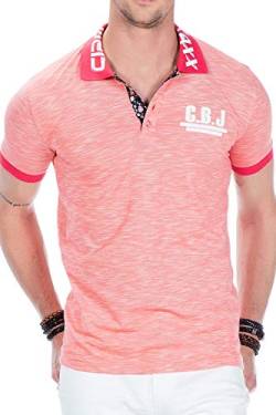 Cipo & Baxx Herren Poloshirt Slim Fit T-Shirt Modern meliert, Coral, XL von Cipo & Baxx