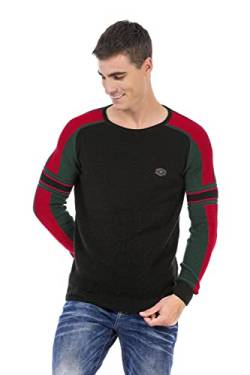 Cipo & Baxx Herren Pullover Farbblock Design Strickpullover Sweater Rundhals Pulli CP249 Schwarz L von Cipo & Baxx