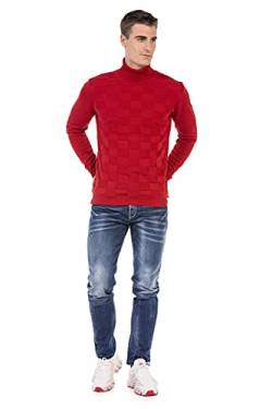 Cipo & Baxx Herren Rollkragenpullover Pullover Strickpullover Muster CP241 Rot XL von Cipo & Baxx