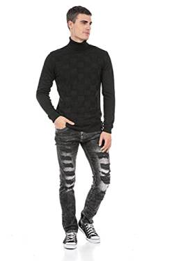 Cipo & Baxx Herren Rollkragenpullover Pullover Strickpullover Muster CP241 Schwarz XXL von Cipo & Baxx