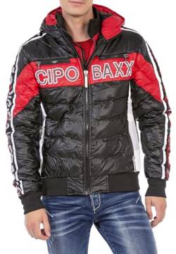 Cipo & Baxx Herren Steppjacke Jacke Winterjacke Kapuze Reißverschluss CJ269 Schwarz L von Cipo & Baxx