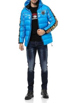 Cipo & Baxx Herren Steppjacke Winter Jacke Mantel Parka Kapuzenjacke Glanzoptik CM218 Blau L von Cipo & Baxx