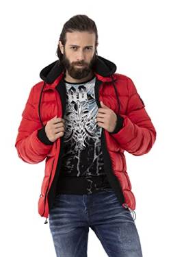 Cipo & Baxx Herren Steppjacke Winterjacke Kapuze Bomberjacke CM202 Rot 3XL von Cipo & Baxx