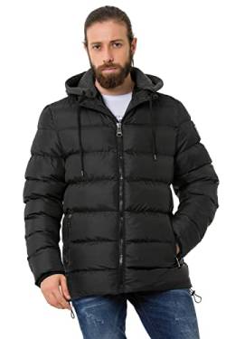 Cipo & Baxx Herren Steppjacke Winterjacke Kapuze Bomberjacke CM202 Schwarz 3XL von Cipo & Baxx