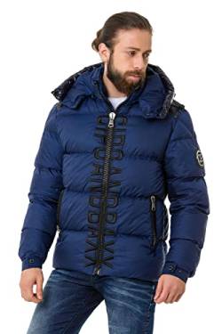 Cipo & Baxx Herren Steppjacke Winterjacke Kapuze Hoher Kragen CM201 Blau L von Cipo & Baxx