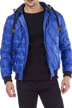 Cipo & Baxx Herren Steppjacke mit Rauten und Sweatkapuze Gr.XXL Blau von Cipo & Baxx