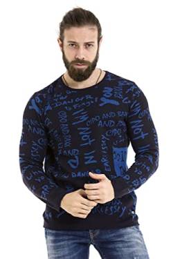 Cipo & Baxx Herren Strick Pullover Alloverprint Sweater Rundhals Pulli CP276 Dunkelblau M von Cipo & Baxx