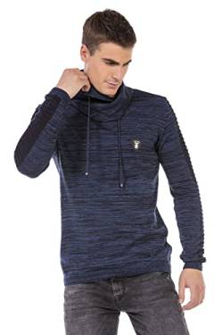 Cipo & Baxx Herren Strickpullover Langarmpulli Schalkragen Pullover Sweatshirt Sweater CP252 Indigo-Dunkelblau S von Cipo & Baxx