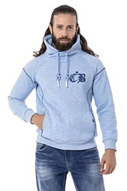 Cipo & Baxx Herren Sweater Hoodie Schalkragen Print Sweatshirt Langarm Pullover CL529 Blau XL von Cipo & Baxx