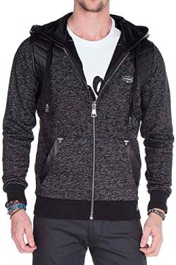 Cipo & Baxx Herren Sweatjacke Cardigan Sweater Basic Kapuzen Pullover Dicke Kordel Schwarz XL von Cipo & Baxx